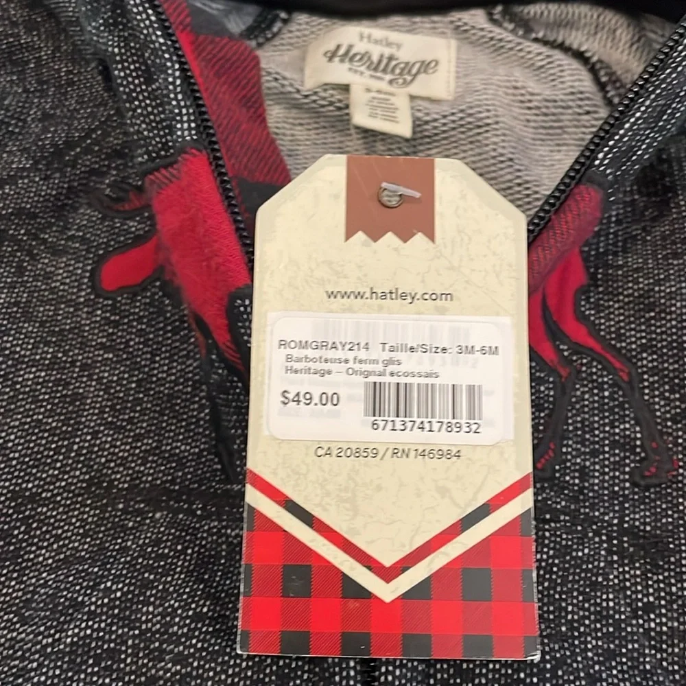 Hatley Heritage moose hooded one piece size 3-6 mths
